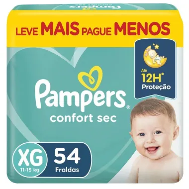 Fralda Infantil Pampers Confort Sec Tamanho XG Com 54 Fraldas