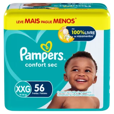 Fralda Infantil Pampers Confort Sec Tamanho XXG com 56 Fraldas