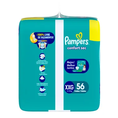 Fralda Infantil Pampers Confort Sec Tamanho XXG Leve Mais Por Menos com 56 Fraldas