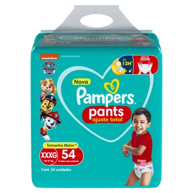 Fralda Infantil Pampers Pants Ajuste Total Tamanho XXXG com 54 Fraldas