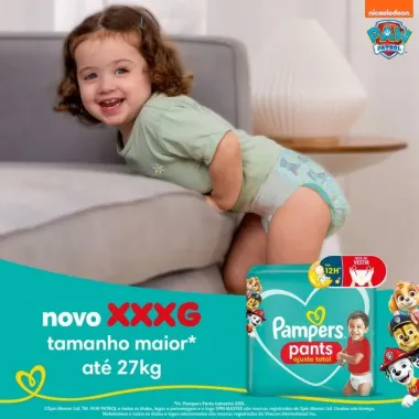 Fralda Infantil Pampers Pants Ajuste Total Tamanho XXXG com 54 Fraldas