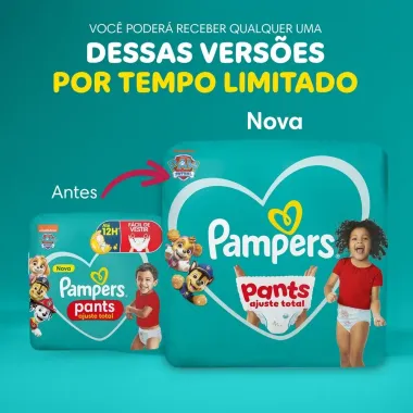 Fralda Pampers Pants Ajuste Total Tamanho XXXG 54 Unidades Descart&aacute;veis