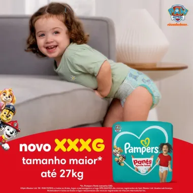 Fralda Pampers Pants Ajuste Total Tamanho XXXG 54 Unidades Descart&aacute;veis