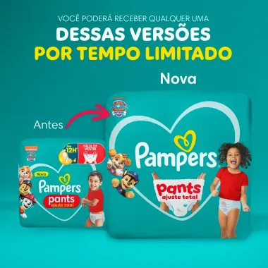 Fralda Pampers Pants Ajuste Total Tamanho XXXG 54 Unidades Descart&aacute;veis