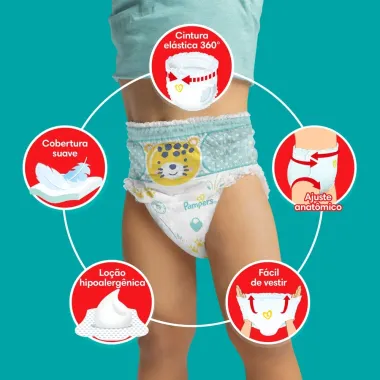 Fralda Pampers Pants Ajuste Total tamanho XXXG com 70 Unidades Descartáveis