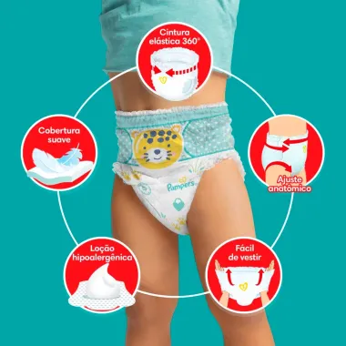 Fralda Pampers Pants Ajuste Total tamanho XXXG com 70 Unidades Descart&aacute;veis