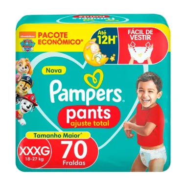 Fralda Pampers Pants Ajuste Total Tamanho XXXG 70 Unidades Descart&aacute;veis