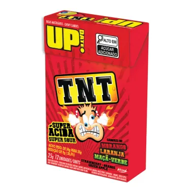Bala UPDate Mastigável TNT Super Ácida Sabores Sortidos Morango Laranja e Maçã Verde 25g