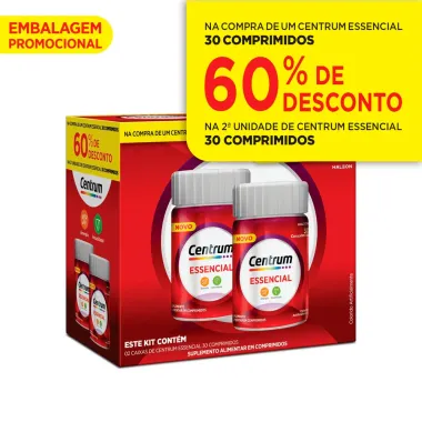 Centrum Essential com 30 Comprimidos + 60% de Desconto Na 2° Unidade com 30 Comprimidos