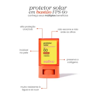 Protetor Solar Muito Resistente Sallve Bast&atilde;o FPS 60 15g