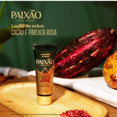 Loção de Mãos Hidratante Paixão Cacau e Pimenta Rosa 75g