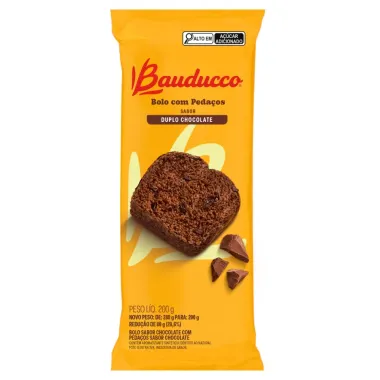 Bolo Bauducco com Pedaços Sabor Duplo Chocolate 200g