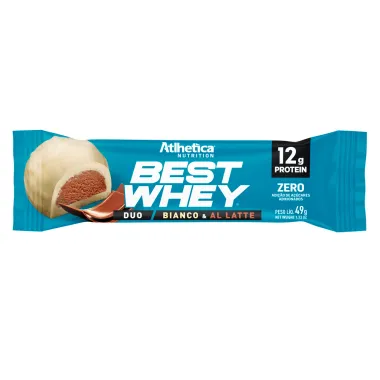 Barra de Proteína Best Whey Atlhetica Duo Sabor Bianco e Al Latte com 12g de Proteínas 49g