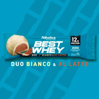Barra de Proteína Best Whey Atlhetica Duo Sabor Bianco e Al Latte com 12g de Proteínas 49g