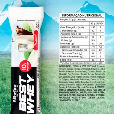 Barra de Proteína Best Whey Atlhetica Nutrition Sabor Original com10g de Proteína 33g