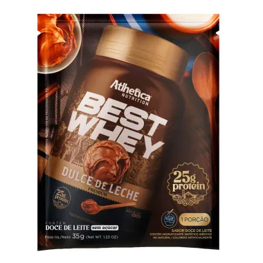 Best Whey Protein Atlhetica Nutrition Dulce de Leche Premium com 25g de Proteína Sabor Doce de Leite Sachê 35g