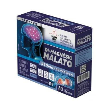 Di-Magnésio Malato 950mg Health Labs com 60 Cápsulas