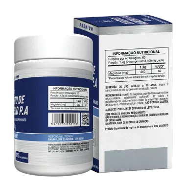 Cloreto de Magn&eacute;sio P.A 600mg Health Labs Neuromuscular 120 Comprimidos