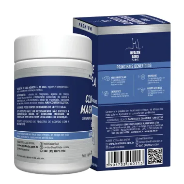 Cloreto de Magn&eacute;sio P.A 600mg Health Labs Neuromuscular 120 Comprimidos