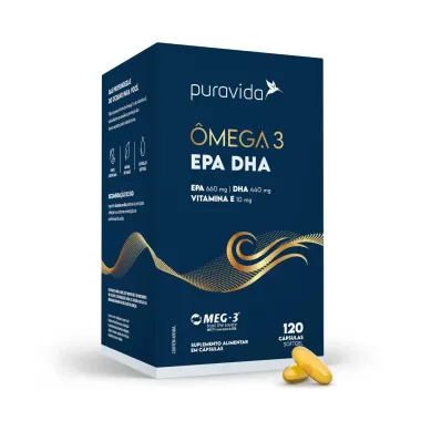 &Ocirc;mega 3 Puravida EPA DHA com 120 C&aacute;psulas Softgel