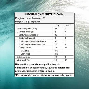 &Ocirc;mega 3 Puravida EPA DHA com 120 C&aacute;psulas Softgel