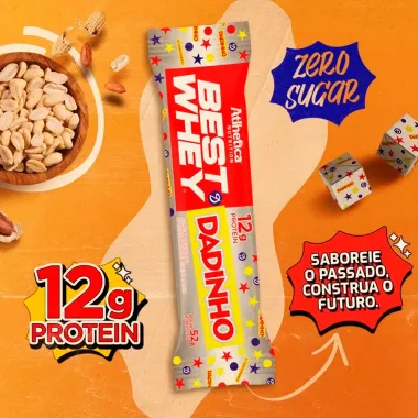 Barra de Proteína Best Whey Dadinho Atlhetica Nutrition Sabor Amendoim com 12g de Proteínas 52g