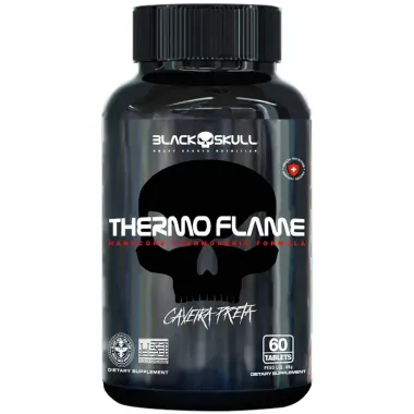 Termogênico Thermo Flame Black Skull Caveira Preta 60 Tabletes