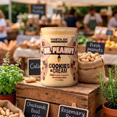 Pasta de Amendoim Dr Peanut Cookies e Cream Zero Adi&ccedil;&atilde;o de A&ccedil;&uacute;car 250g