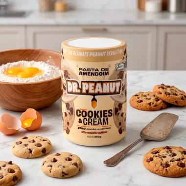 Pasta de Amendoim Dr Peanut Cookies e Cream Zero Adi&ccedil;&atilde;o de A&ccedil;&uacute;car 250g