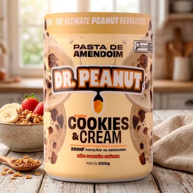 Pasta de Amendoim Dr Peanut Cookies e Cream Zero Adi&ccedil;&atilde;o de A&ccedil;&uacute;car 250g