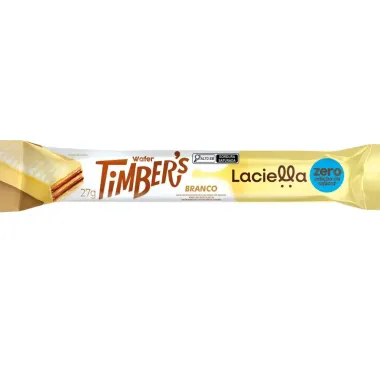 Wafer Timbers Laciella Chocolate Branco Zero Adição de Açucares 27g