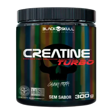 Creatina Turbo Black Skull Caveira Preta Sem Sabor Pote 300g