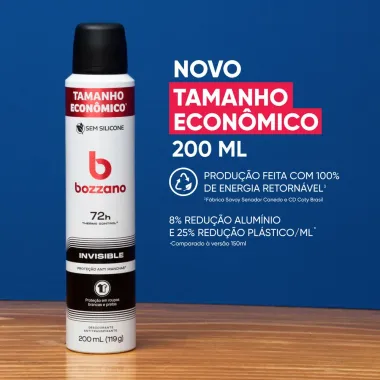 Desodorante Bozzano Invisible Aerossol Antitranspirante Masculino 200ml