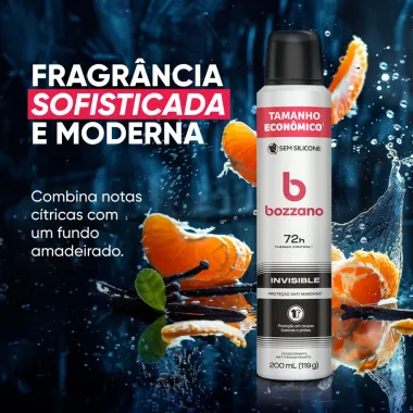 Desodorante Bozzano Invisible Aerossol Antitranspirante Masculino 200ml