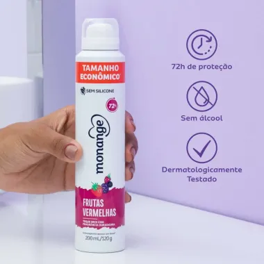 Desodorante Monange Frutas Vermelhas Aerossol Antitranspirante Feminino 200ml