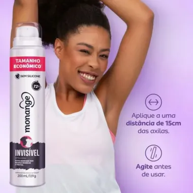 Desodorante Monange Aerossol Invisível  Tamanho Econômico 200ml