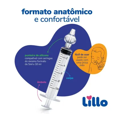 Seringa Para Lavagem Nasal Lillo com Ponteira +4 meses com 2 Unidades