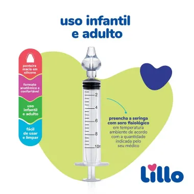 Seringa Para Lavagem Nasal Lillo com Ponteira +4 meses com 2 Unidades