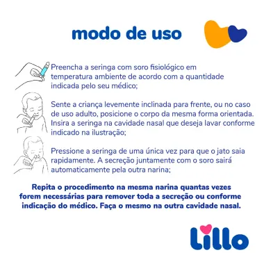 Seringa para Lavagem Nasal Lillo com Ponteira 4+ Meses com 2 Unidades