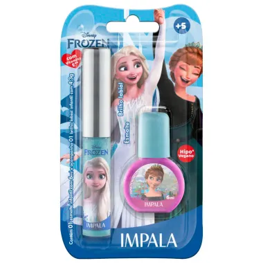 Kit Esmalte Infantil 6ml e Brilho Labial Impala Frozen 5+ Anos 4,3g