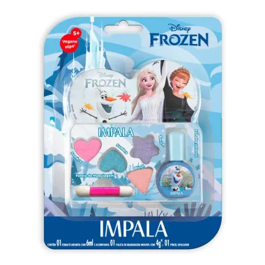 Kit Impala Disney Frozen Esmalte Infantil 6ml Paleta de Maquiagem 4g e Pincel Aplicador