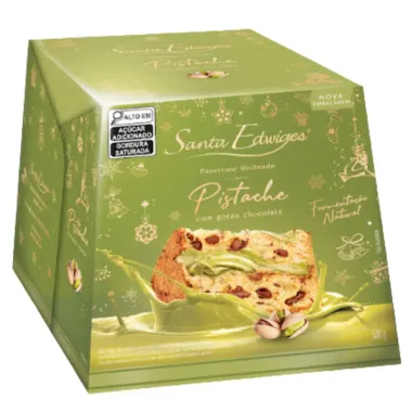 Panettone Santa Edwiges Pistache com Gotas de Chocolate 500g