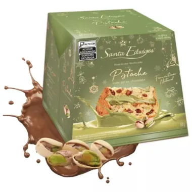 Panettone Santa Edwiges Pistache com Gotas de Chocolate 500g