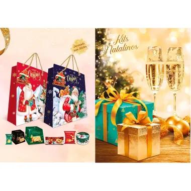 Kit Sacola Natal Santa Edwigws Merry Christmas 1.03kg