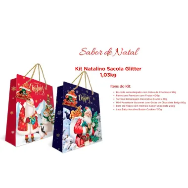 Kit Sacola Natal Santa Edwigws Merry Christmas 1.03kg