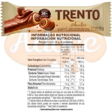 Chocolate Trento Avelãs 29g