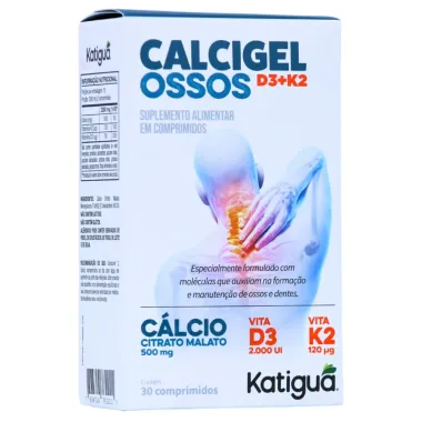 Calcigel Ossos Katiguá Cálcio 30 Comprimidos