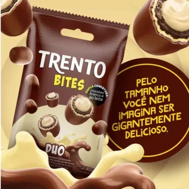 Chocolate Trento Bites Duo Chocolate Branco e ao Leite 40g