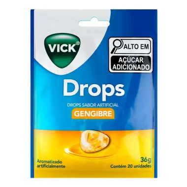 Pastillha Vick Drops Sabor Gengibre com 20 Unidades