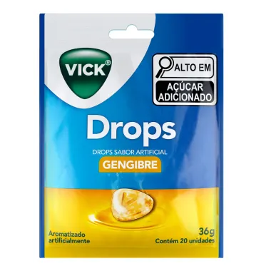 Pastillha Vick Drops Sabor Gengibre com 20 Unidades